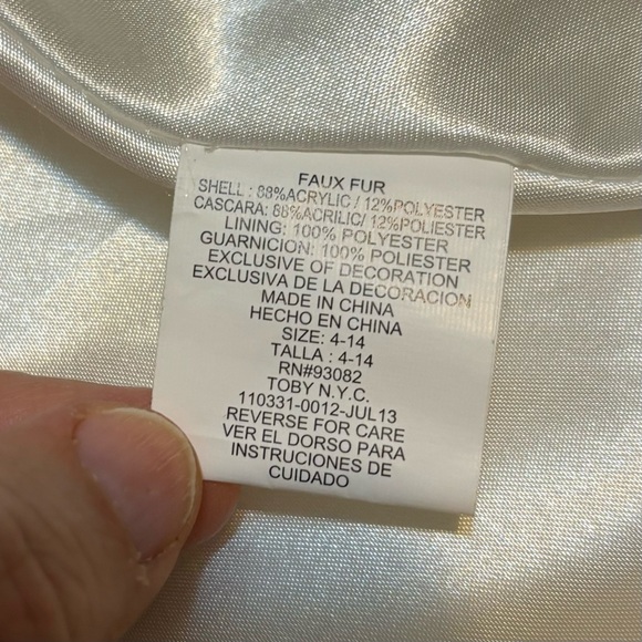 Toby NYC ivory and sequin collared faux fur wrap shawl size 4-14 - Picture 9 of 9